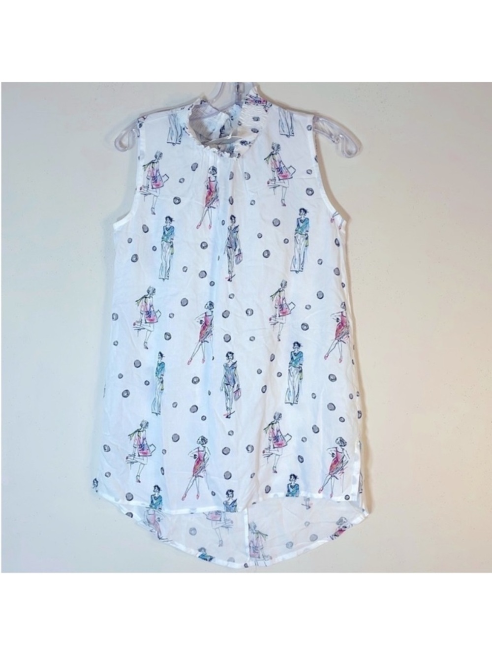 DOLCEZZA Fashion Girl Print Sleeveless Tunic Top. XS. NWT.